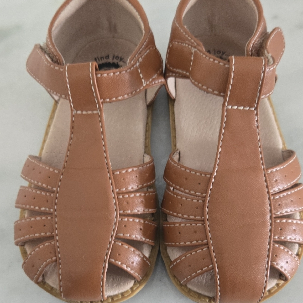 Livie & Luca Tan T‑Strap Kids Sandals Little Girls Size 9